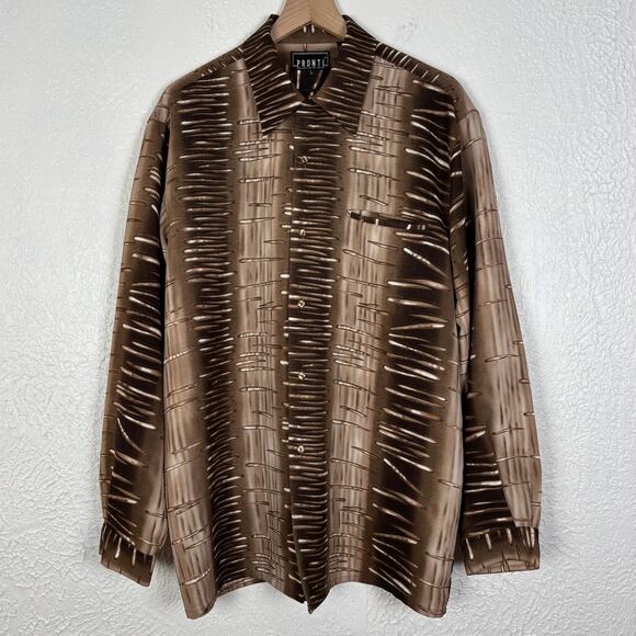 Vintage Pronti Collection by Phita Men's Brown Long Sleeve Button Down Large - Picture 1 of 4